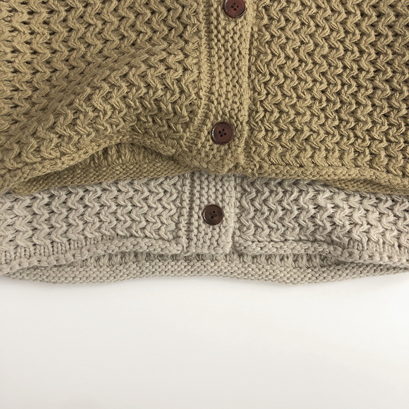 Kids Solid Color Wave Texture Sweater
