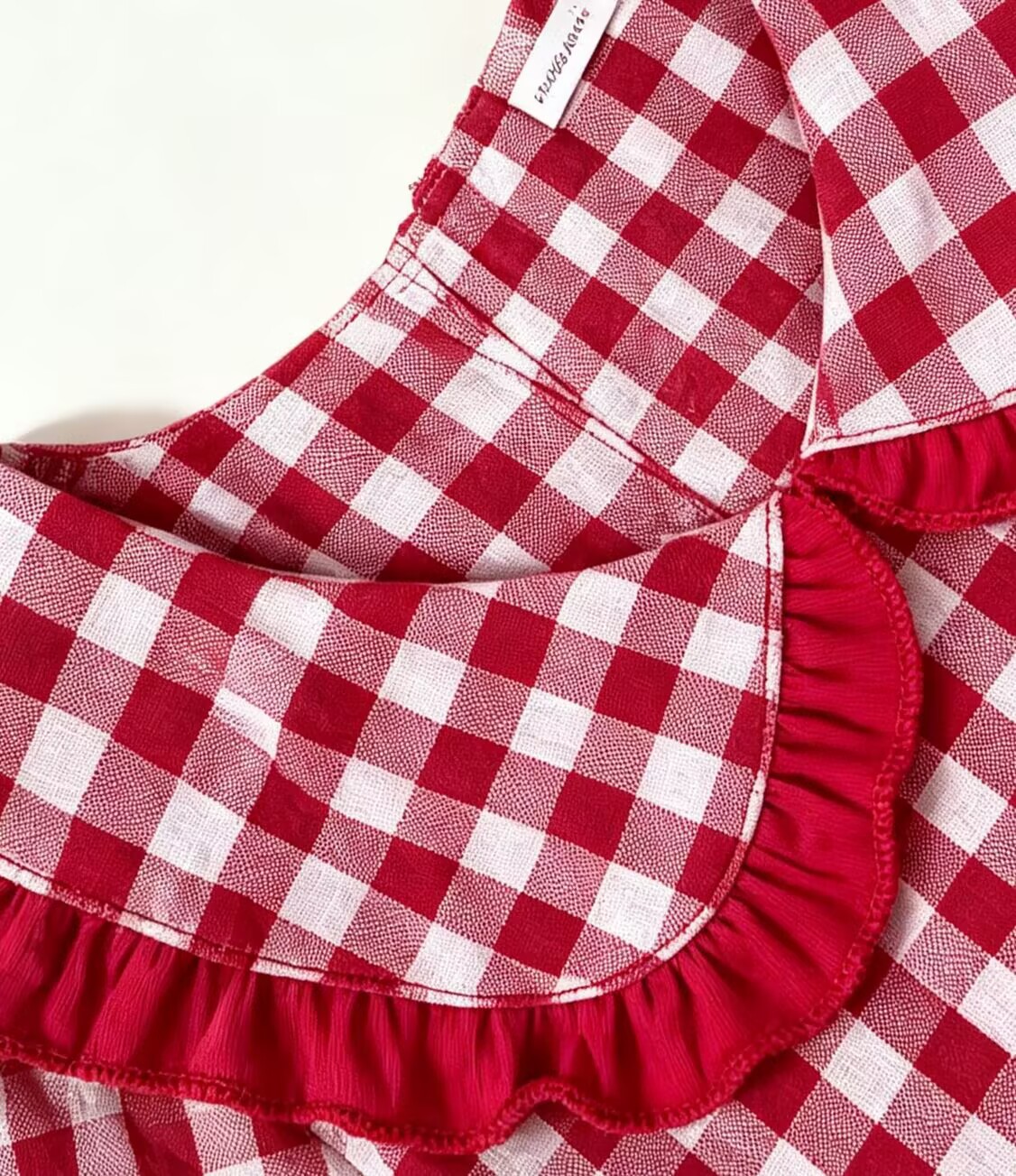 Kids Christmas Checkered Embroidery Lace Bow 2-Piece Set