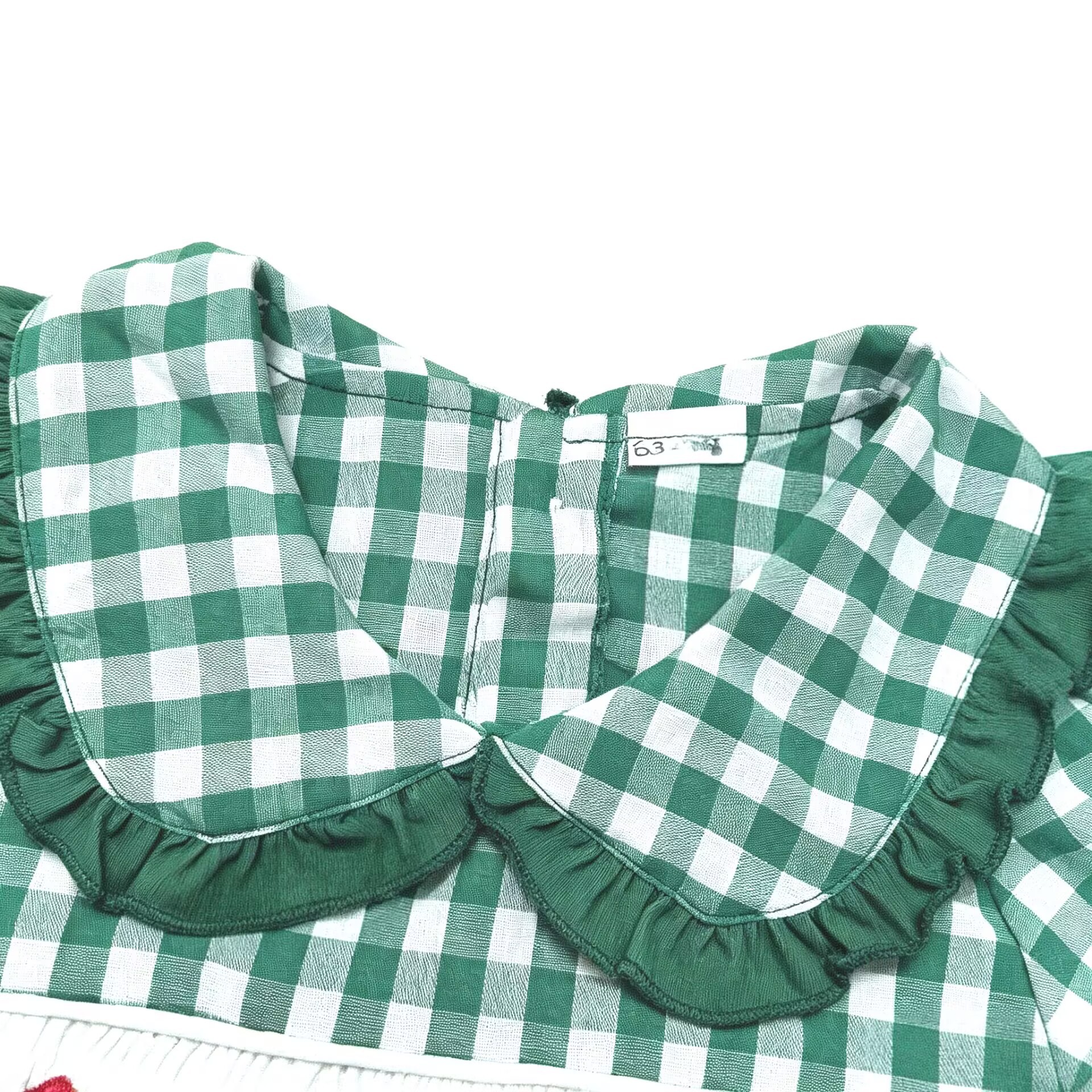 Kids Christmas Checkered Embroidery Lace Bow 2-Piece Set