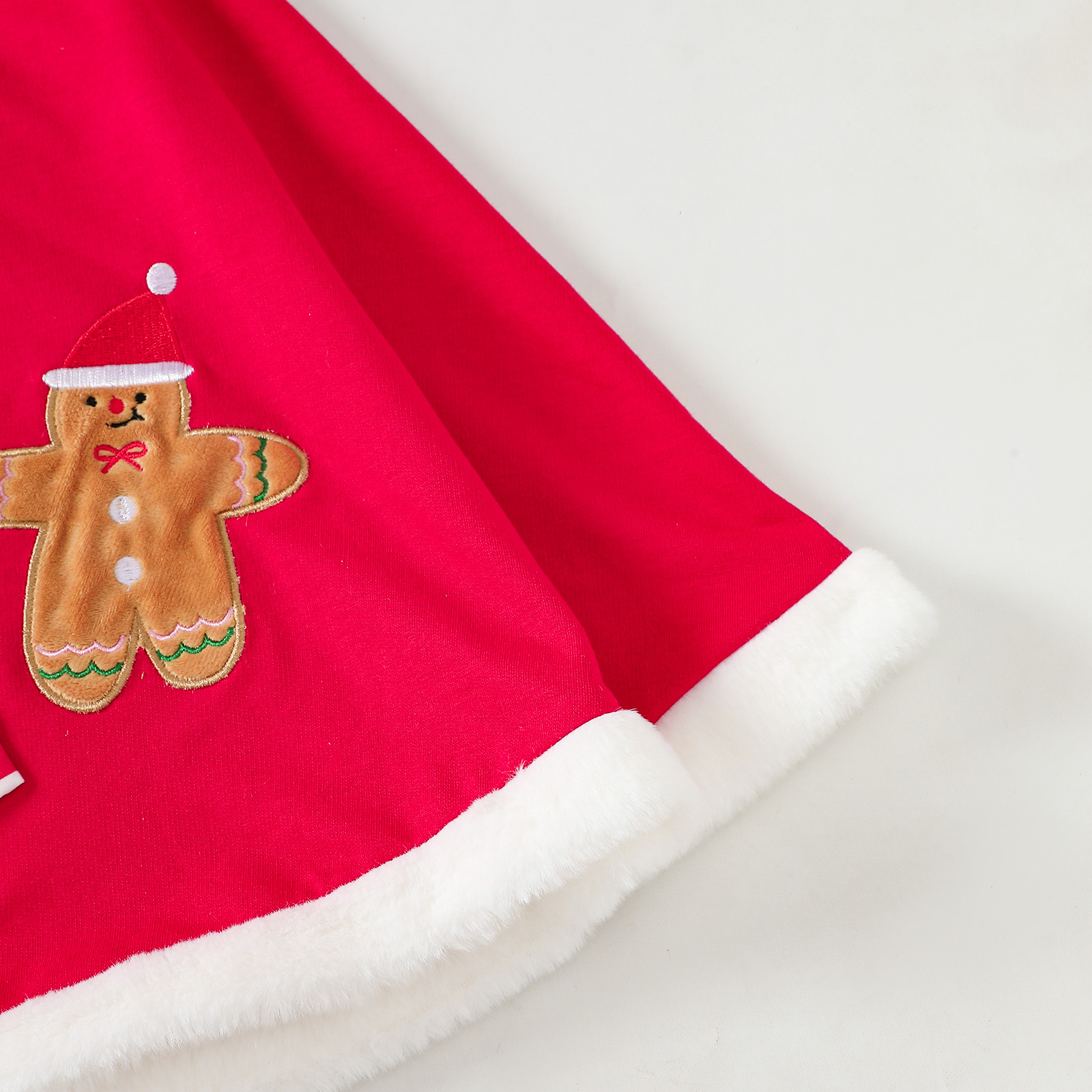 Kids Christmas Plush Trim Hooded Shawl 
