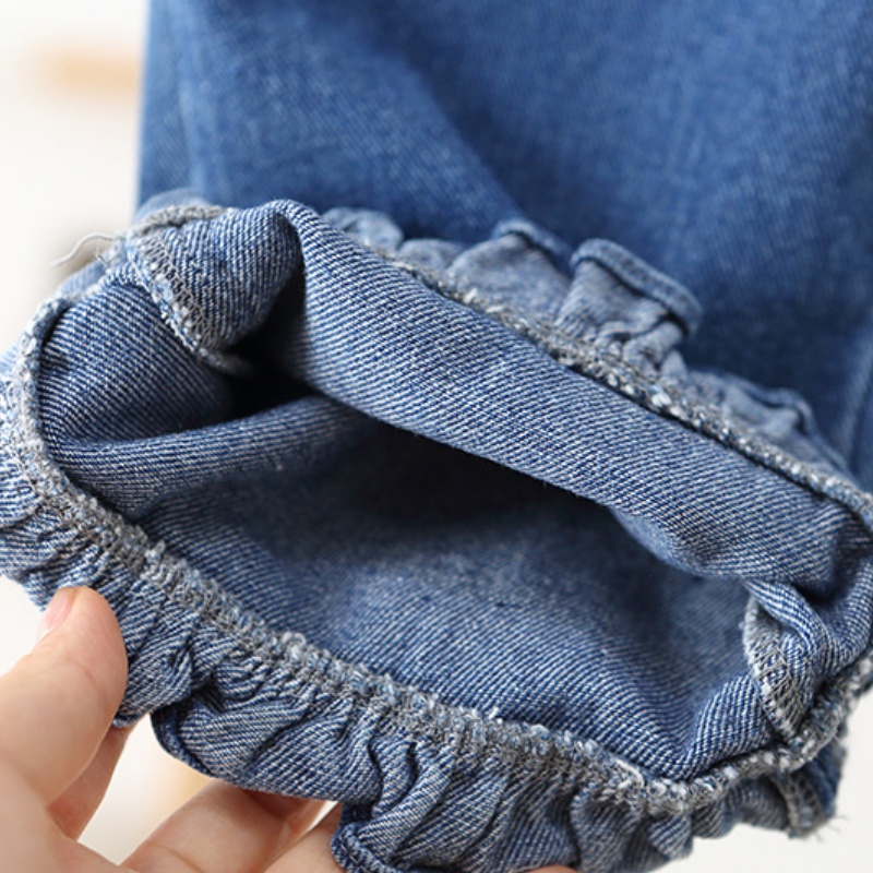 Baby Toddler Flower Print Ruffle Denim Overalls