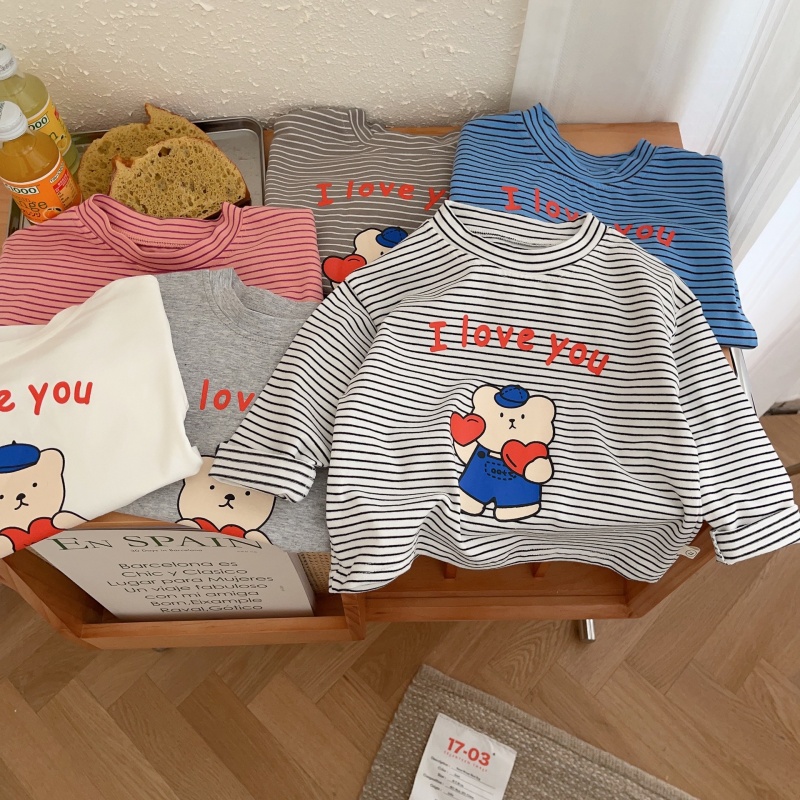 I LOVE YOU Baby Toddler Letter Print Striped T-Shirt Top