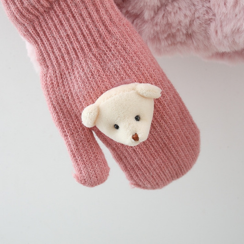 Rabbit Ear Baby Toddler Girls Hairy Outerwear (including gloves)