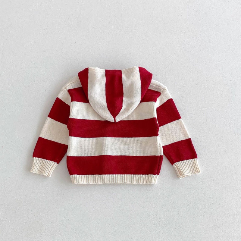 Baby & Toddler Red Striped Hooded Cardigan Sweater