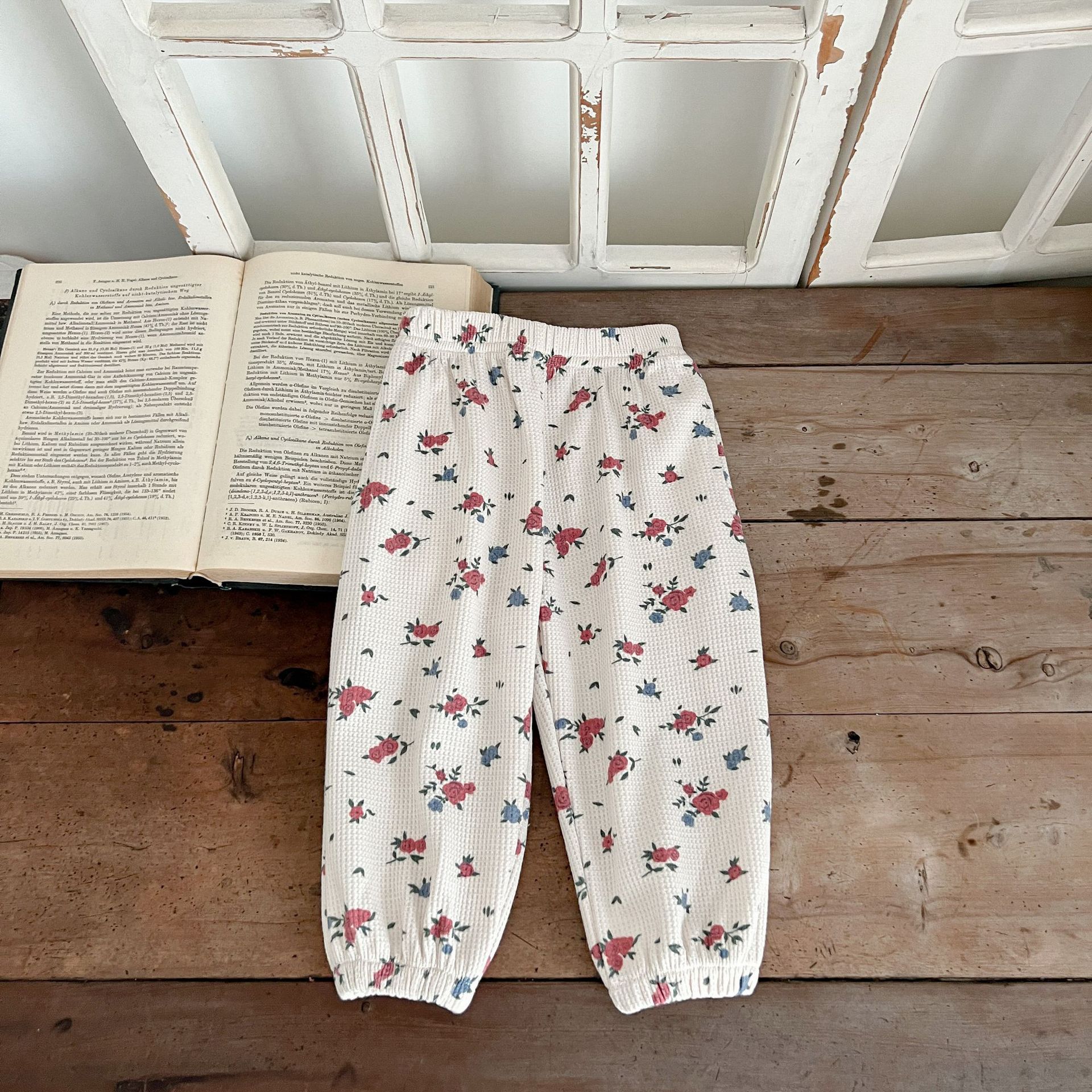 2 Piece Floral Waffle Hooded  Sweatshirt Set