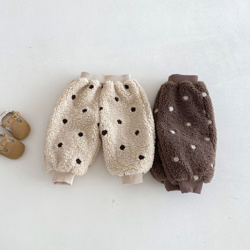 Baby Toddler Fleece-Lined Polka Dot Shearling Pants