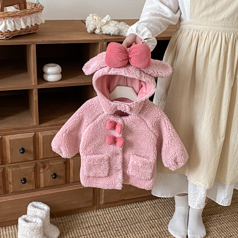 Baby & Kids' Girls' Bow-Tie Lambswool Outerwear