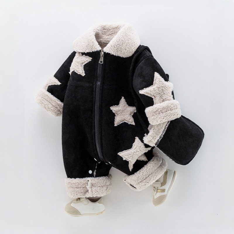 Baby Five-Star Print Fleece Romper