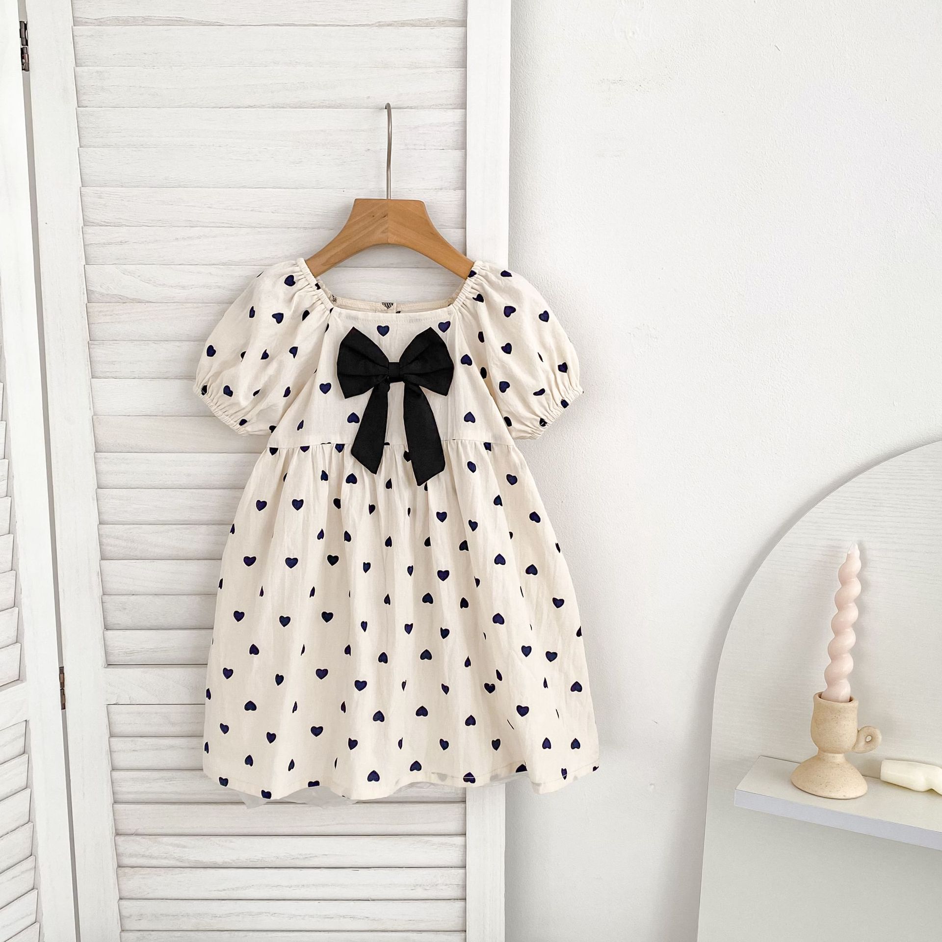 Baby Toddler Girl Beige Bow Love Dress