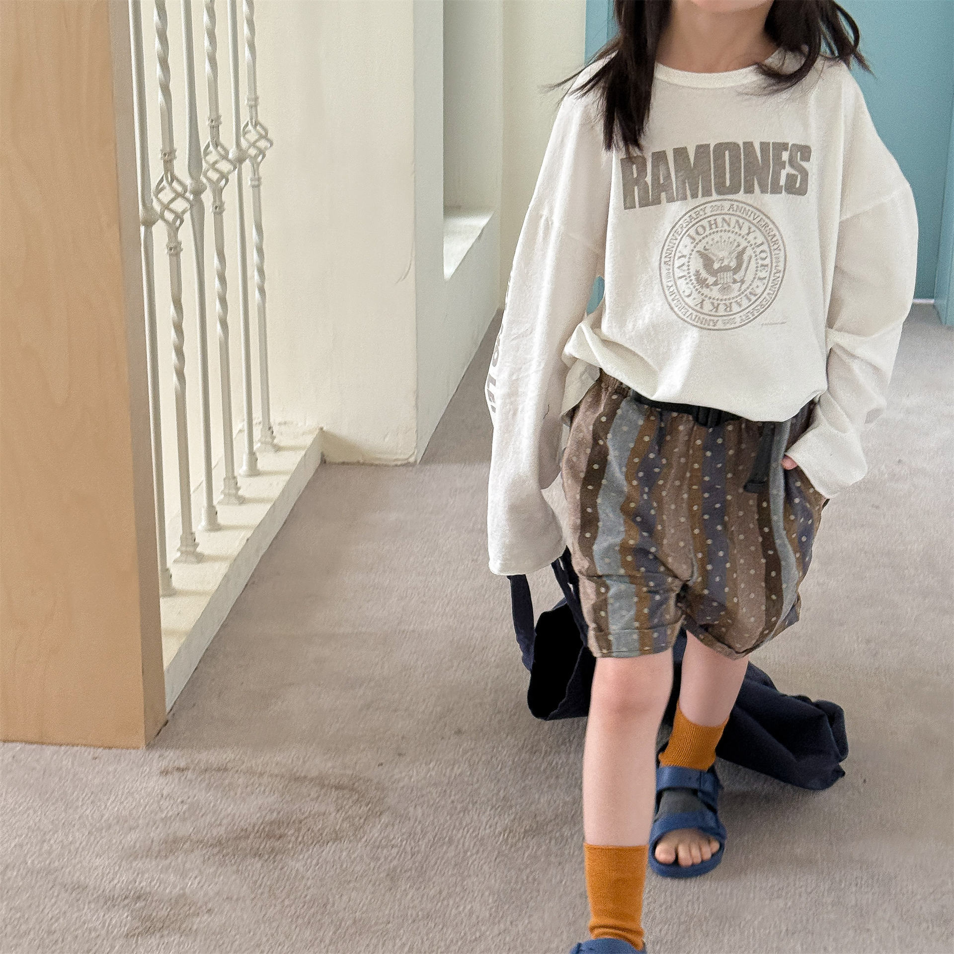 Kids Dots Stripe Cotton-Linen Shorts (12M-9Y）