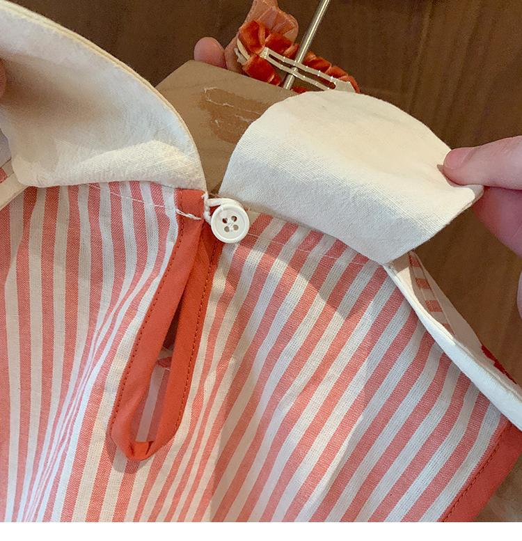 Baby& Kid Flower Collar Stripe Top and Pant Sets