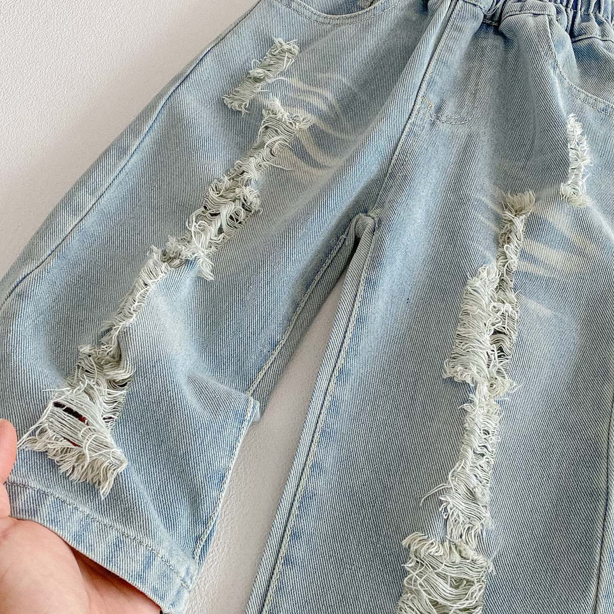 Kids Large Pocket Workwear Hole Jeans