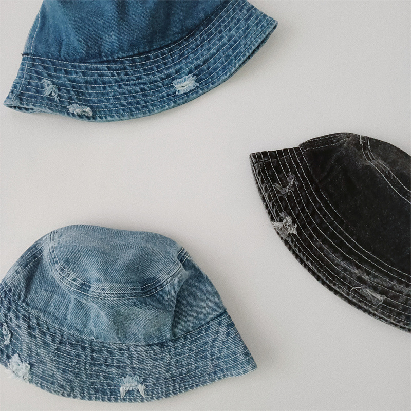 Baby Retro Old Hole Denim Bucket Hat
