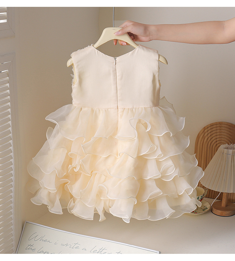 Kids Flower Bow Vest Tulle Dress