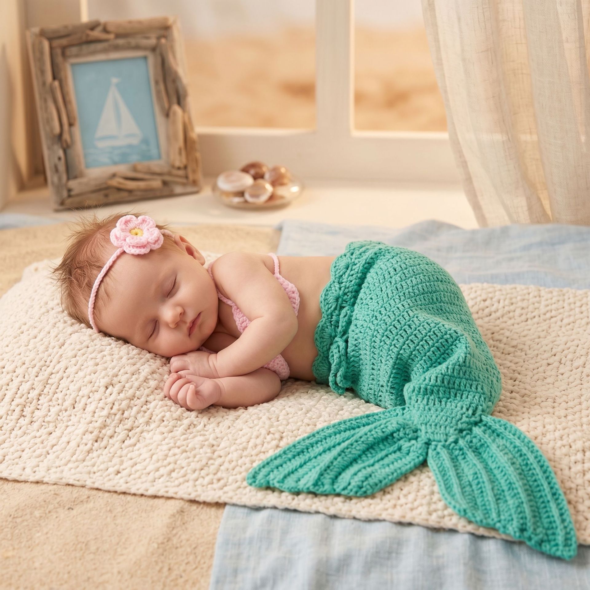 Baby Newborn Knitted Mermaid 3-piece set