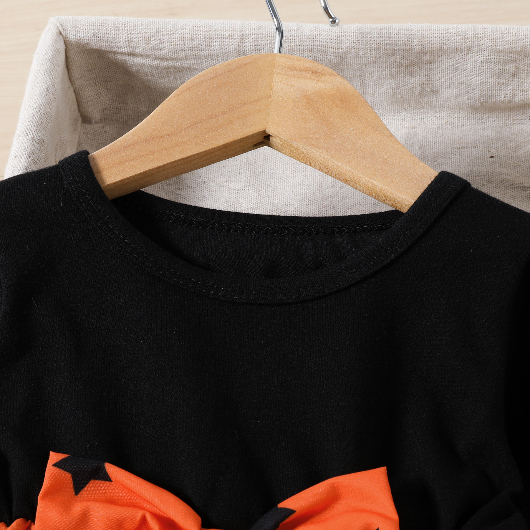 Kids Halloween Long-Sleeve Contrasting Colors Bow Dress