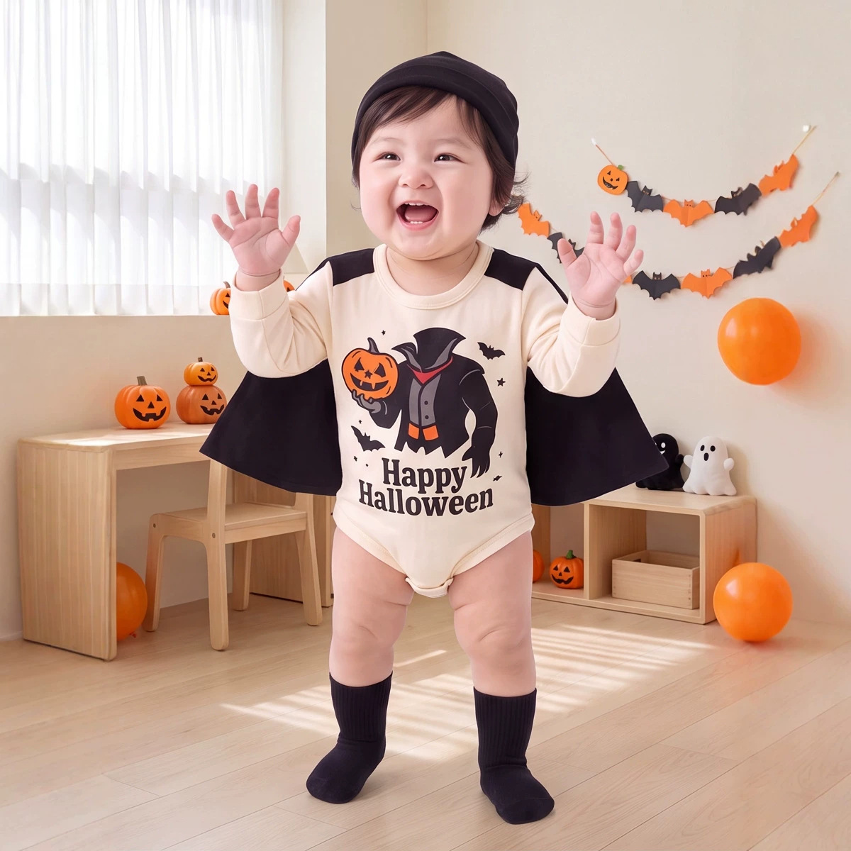 Baby Halloween Headless Horseman Shaped Romper