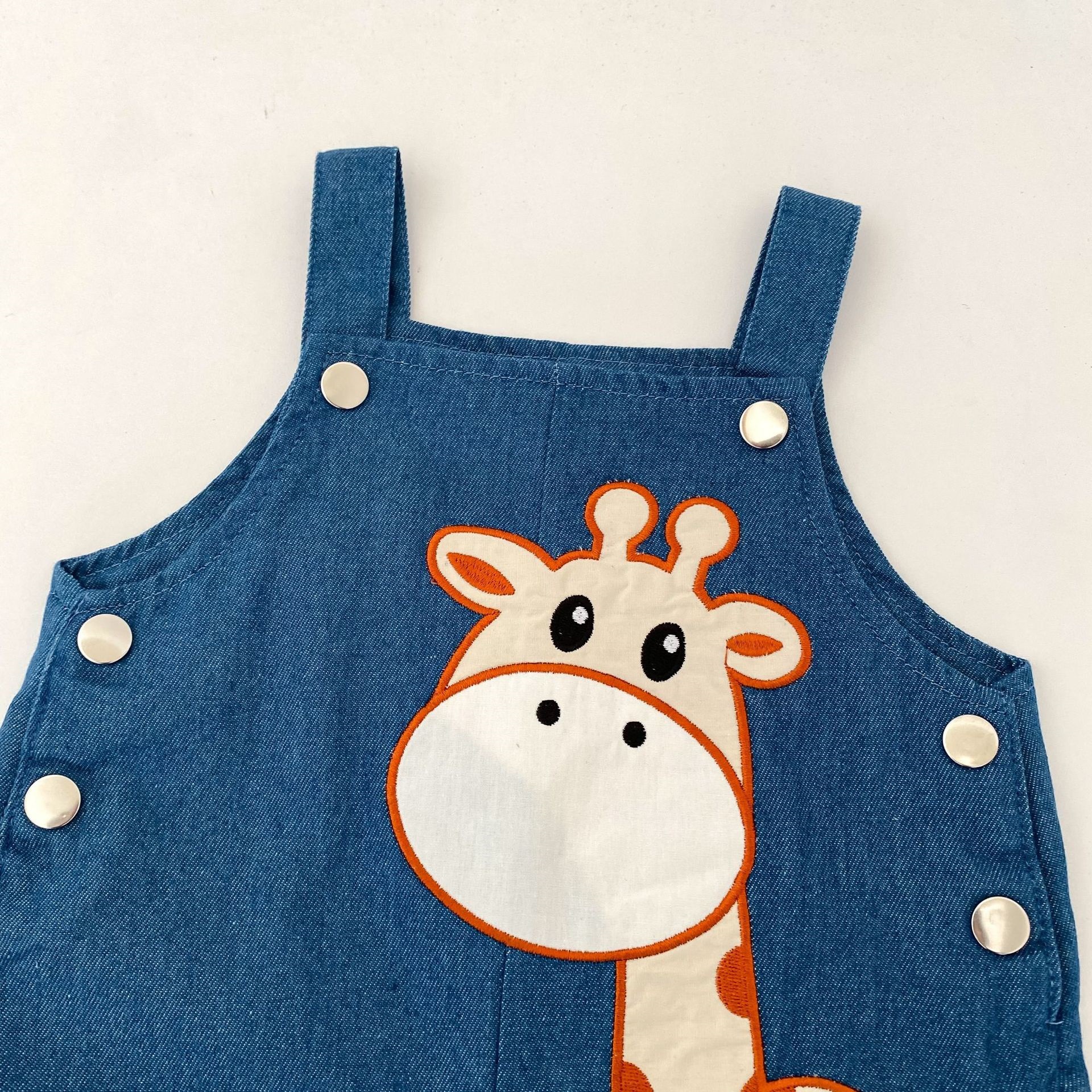 Baby Toddler Giraffe Embroidery Denim Overalls
