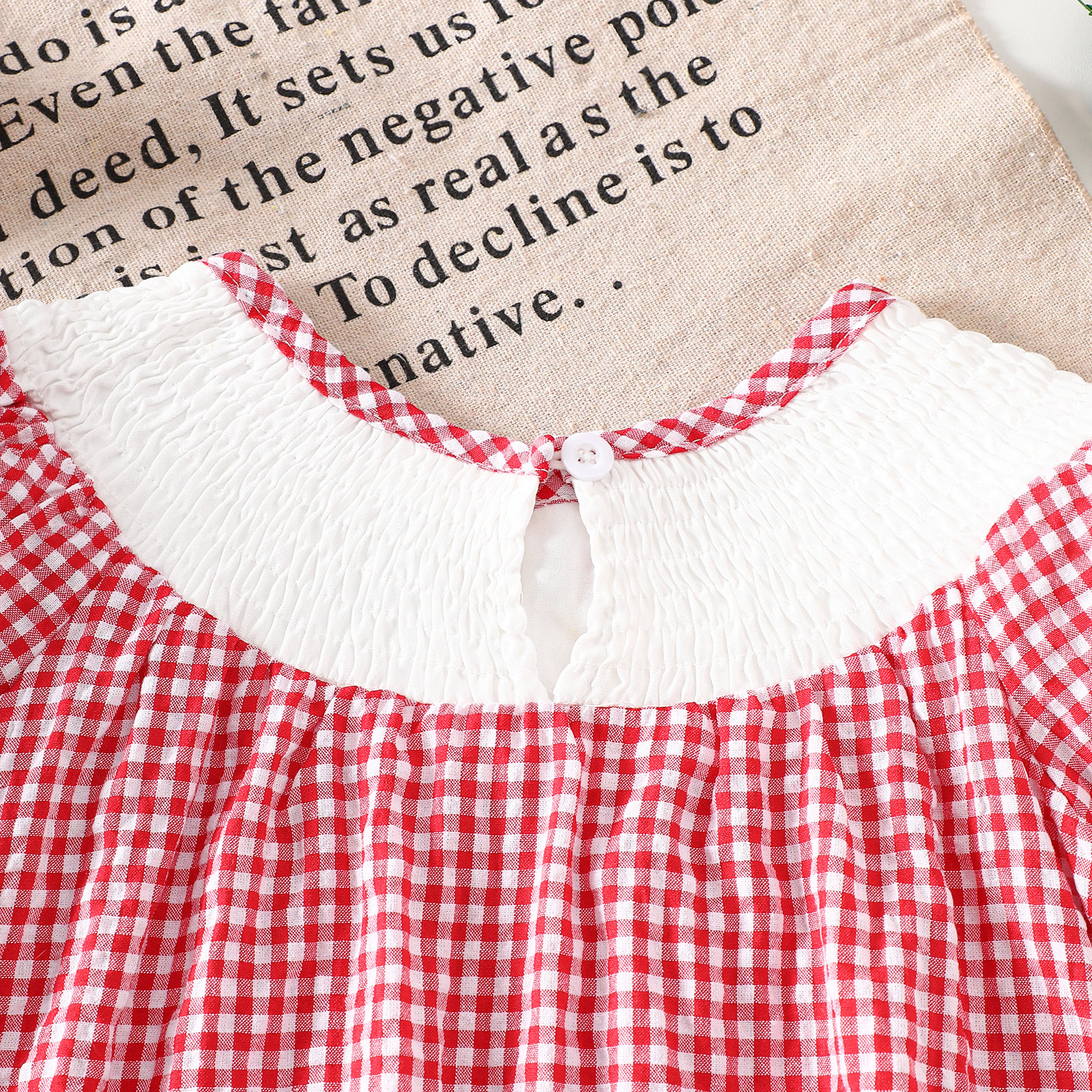 Baby Toddler Santa Claus Puff Sleeves Checkered Dress