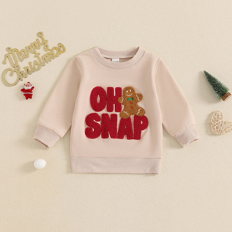 Baby Letter Gingerbread Man Embroidery Sweatshirt