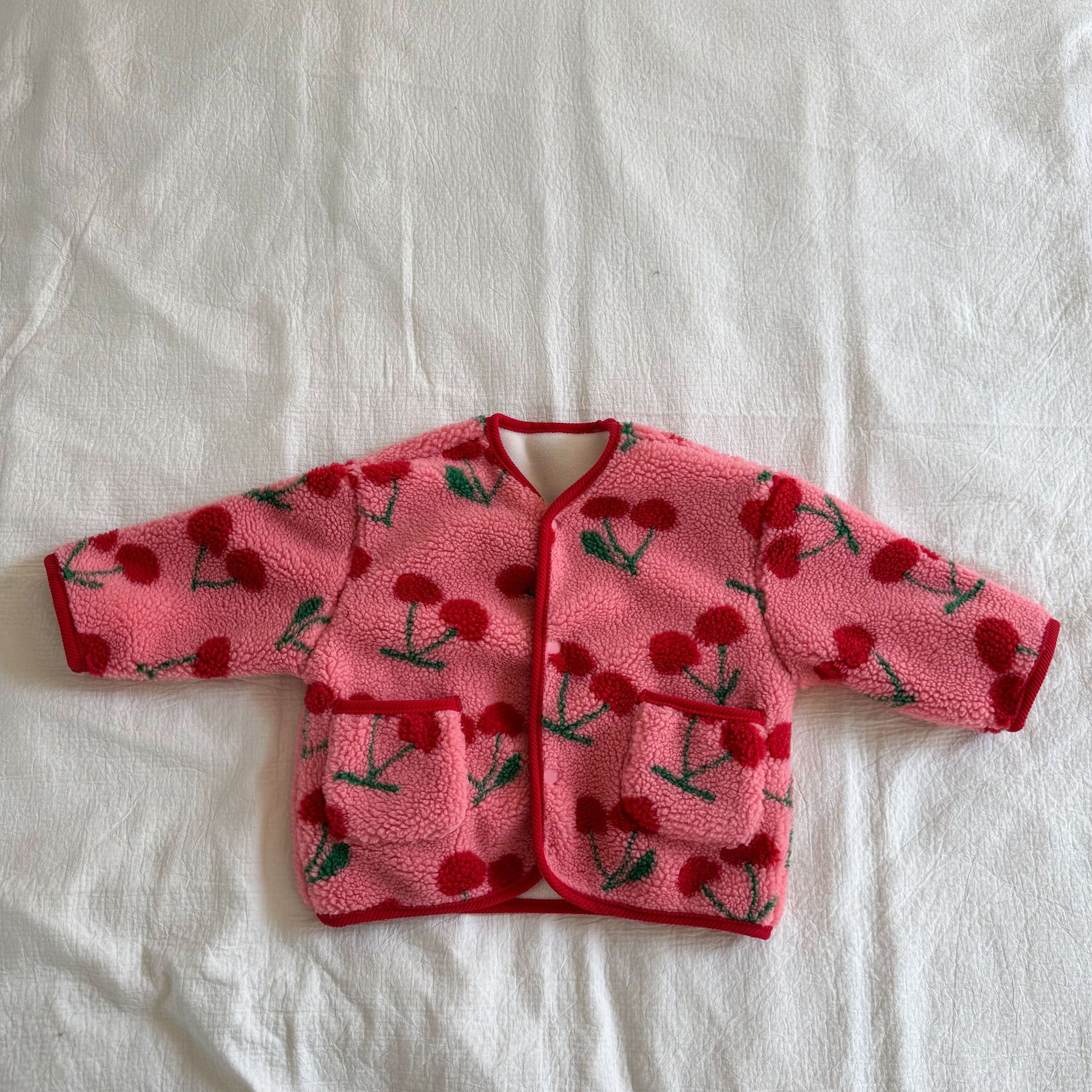 Kids Fruit Animals Print Lambswool Outerwear