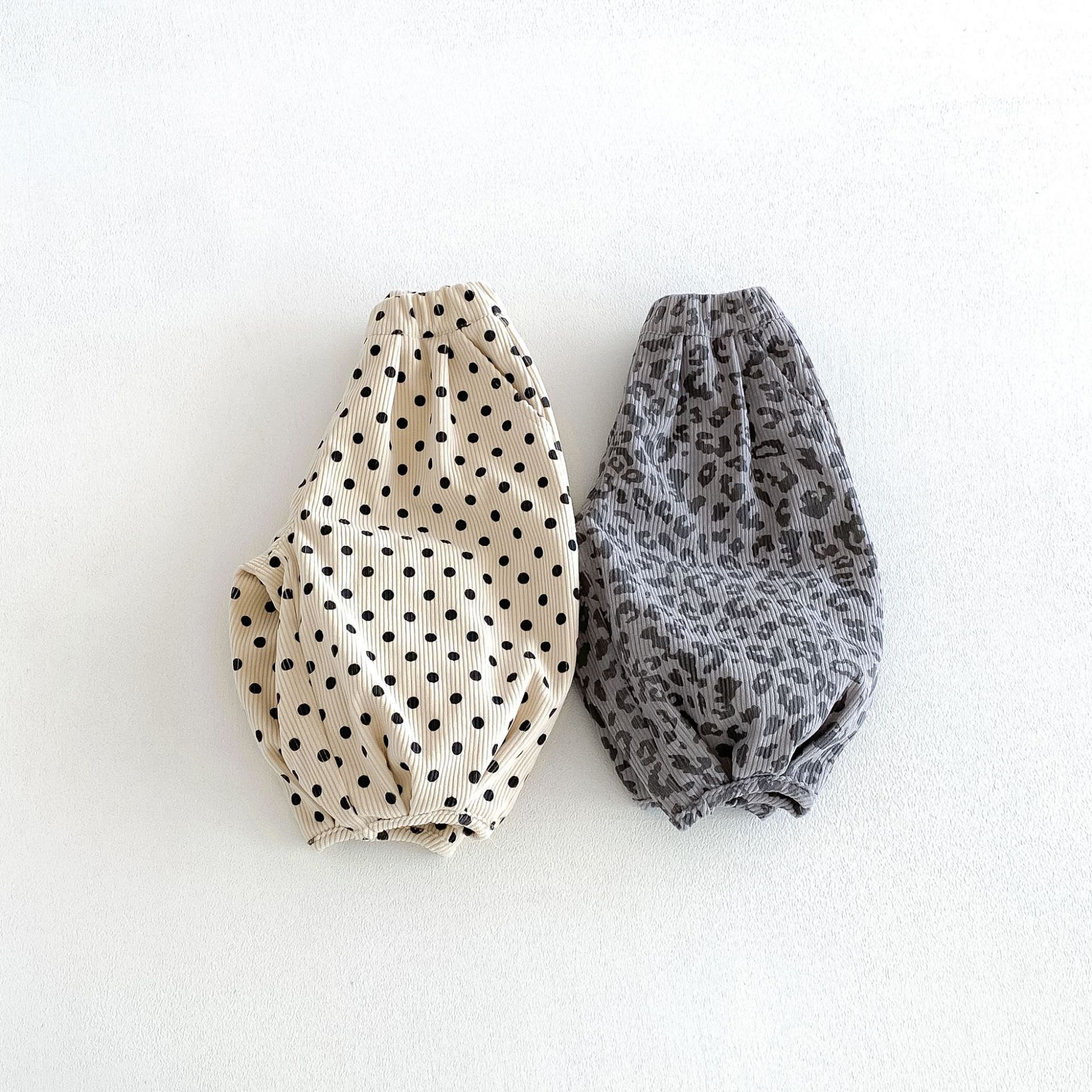 Kids Polka Dots Leopard Print Corduroy Pants