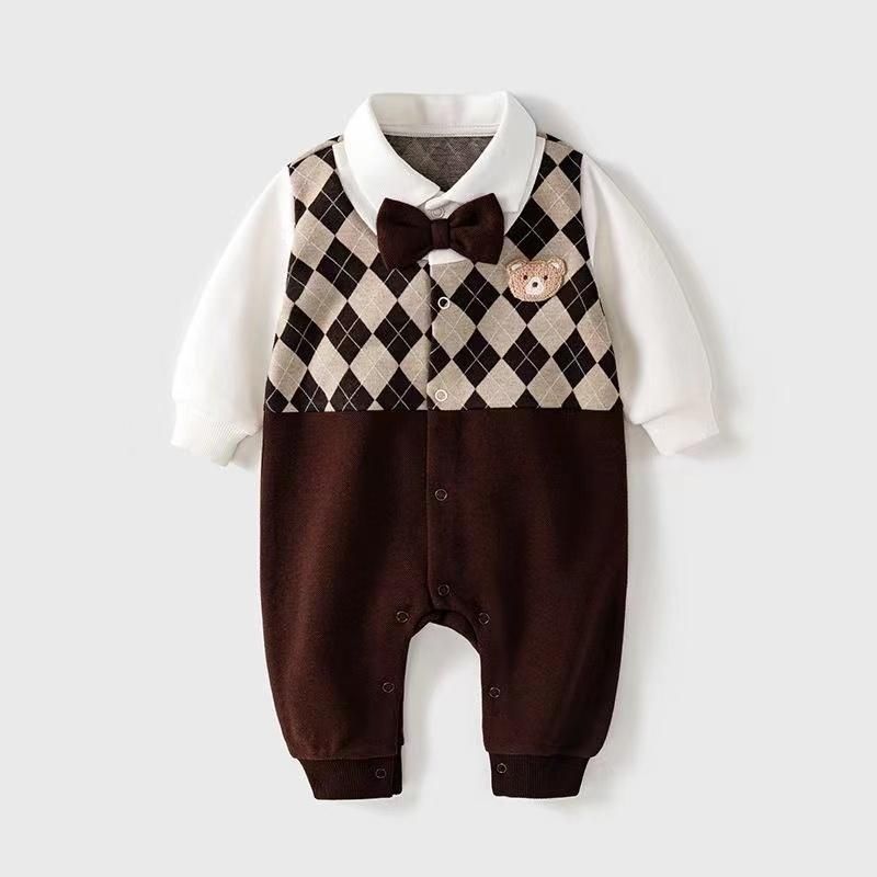 DailyBebe Baby Pieced Diamond Bow Tie Romper