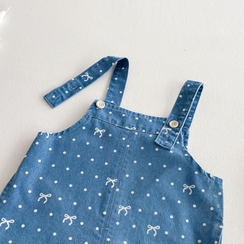 Baby Toddler Girls Printed Denim Overalls