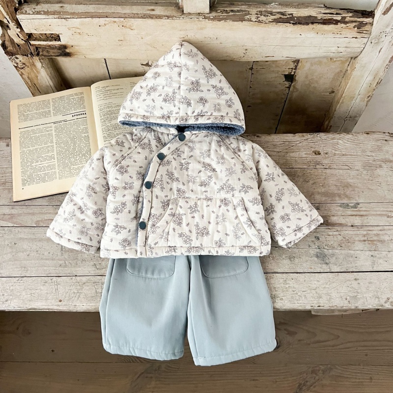 Baby Girl Small Floral Hooded Cotton Jacket