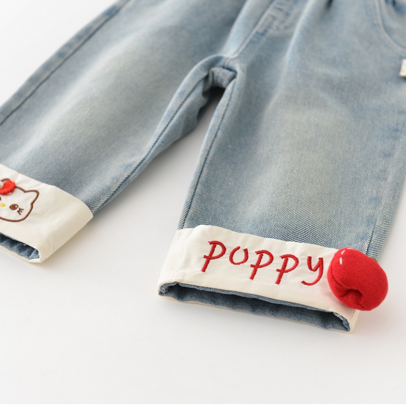 Baby Girl Cat Print Denim Pant
