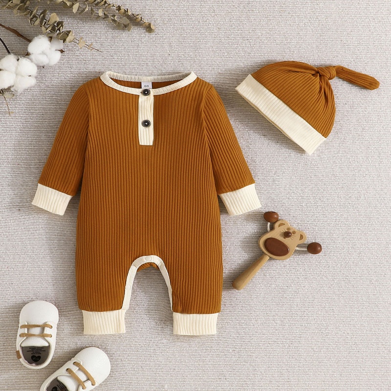 2-Piece Baby Newborn Multi-Color Romper (hat included)