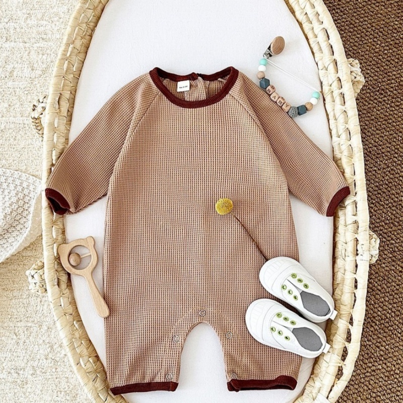 Baby Newborn Waffle Colorblock Romper
