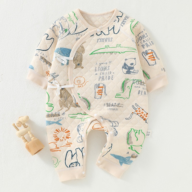 SHARKS Baby Beige Animal Kimono Romper