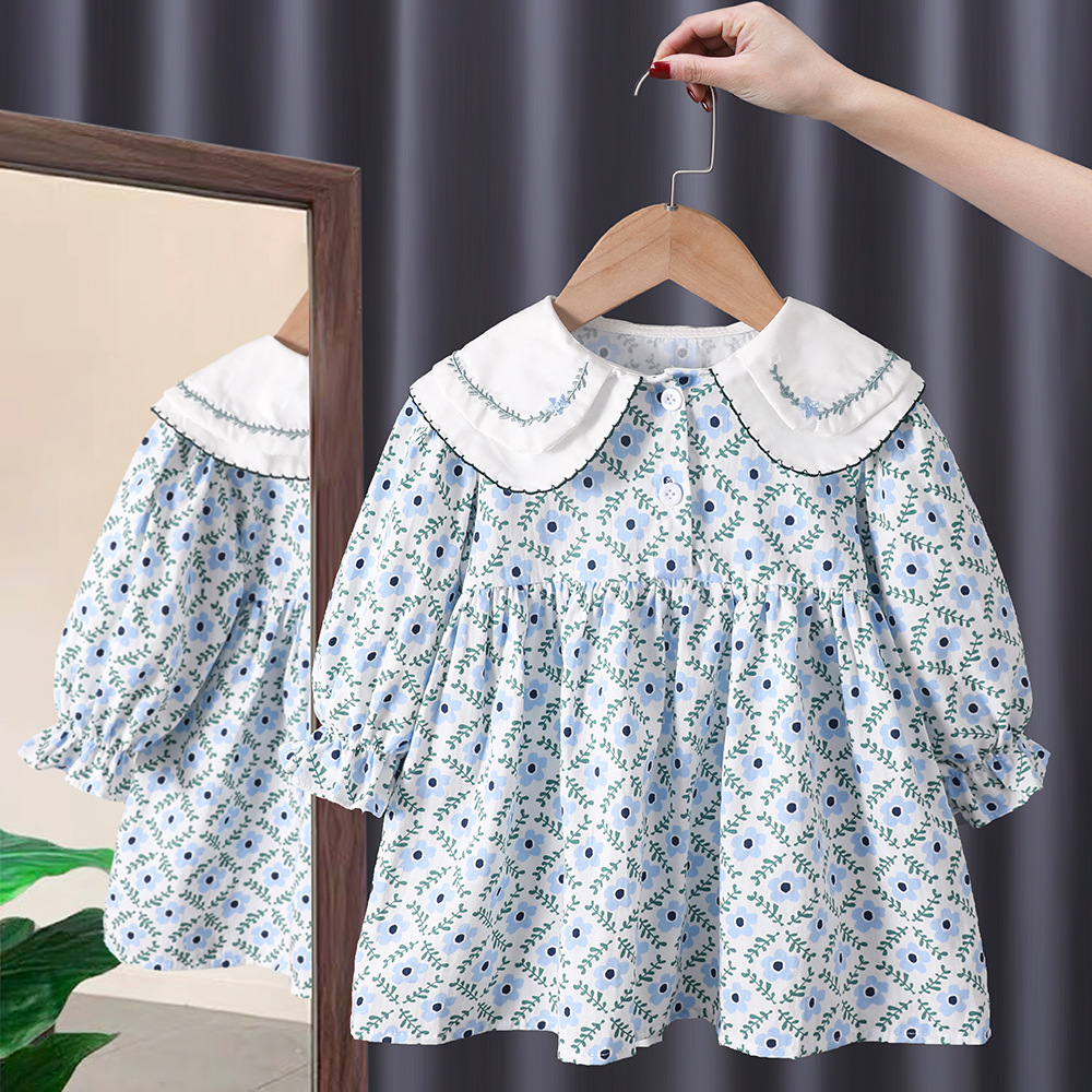 2-Piece Baby Kids' Girls' Cardigan & Floral Print Dress Set