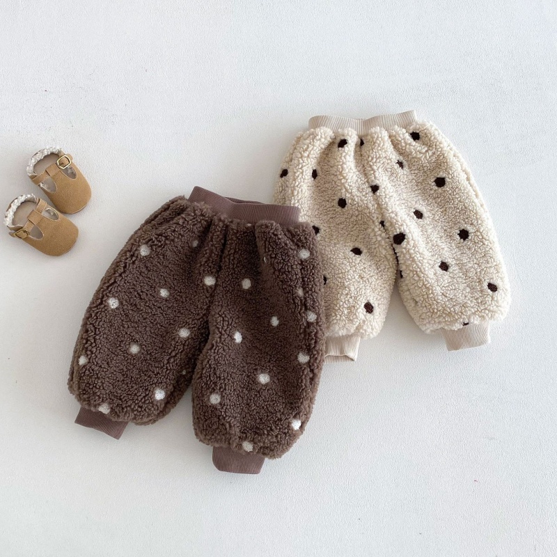 Baby Toddler Fleece-Lined Polka Dot Shearling Pants