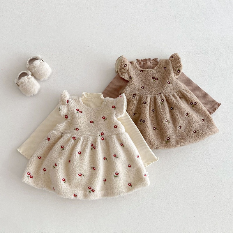 Baby Toddler Girls' Floral Fleece Vest Dress