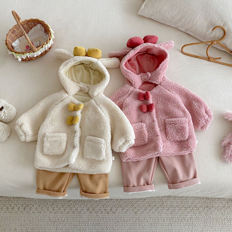 Baby & Kids' Girls' Bow-Tie Lambswool Outerwear