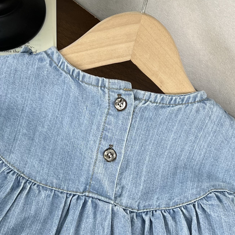 Baby Kids Girl Sweet Solid Color Denim Dress