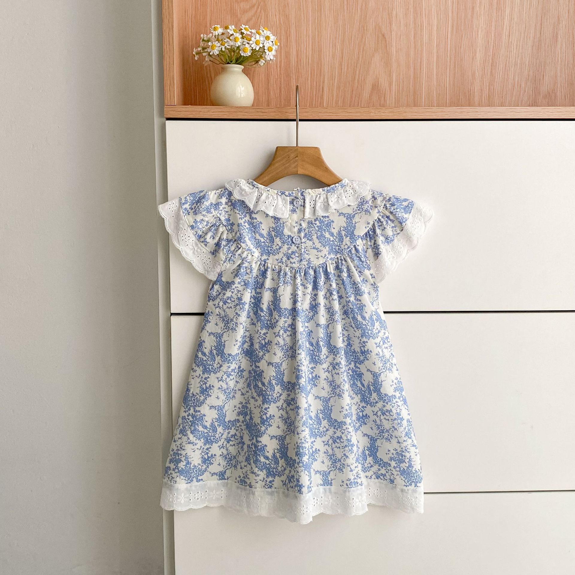 Baby Toddler Girl Blue Flower Lace Dress