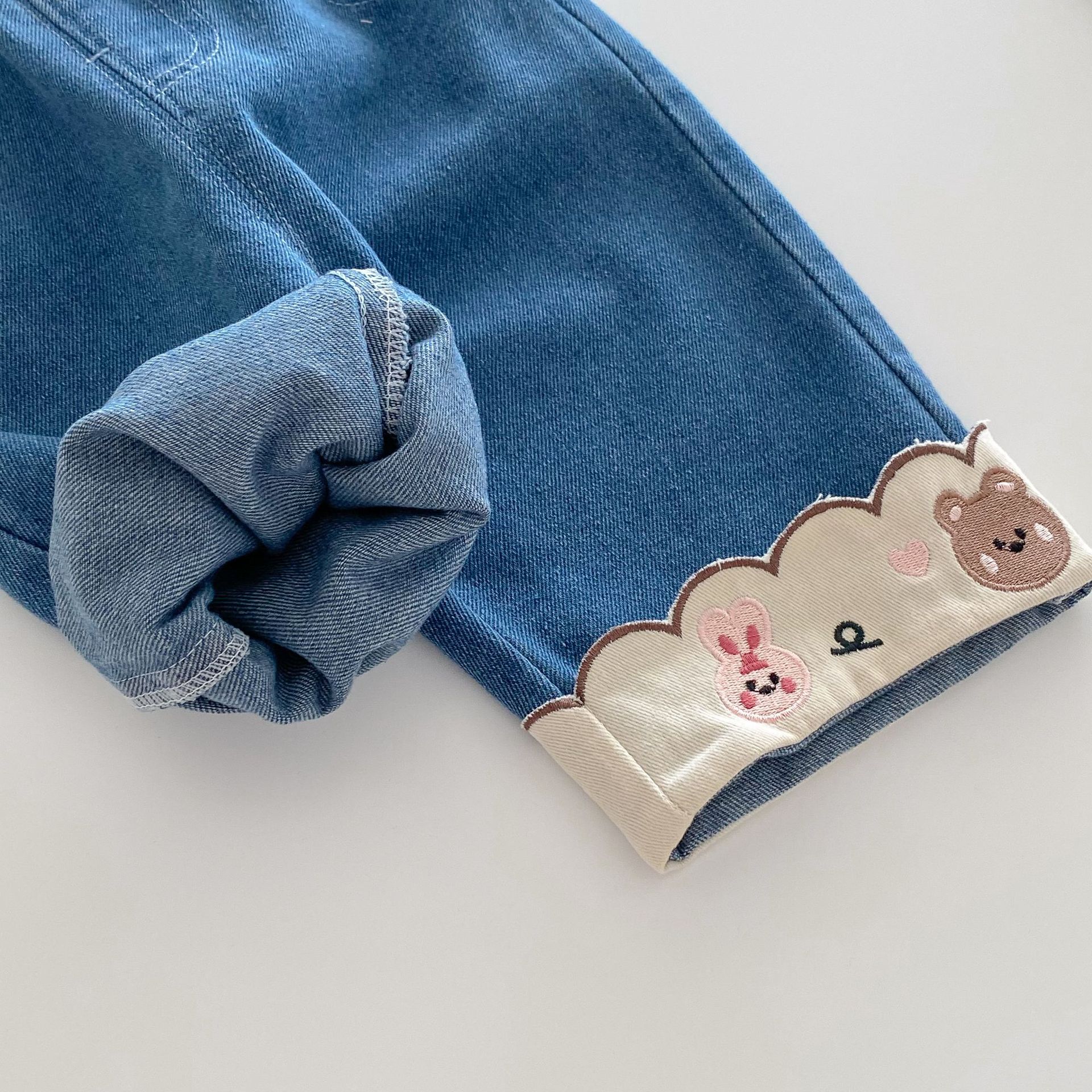 Baby Toddler Flower Bear Denim Pants