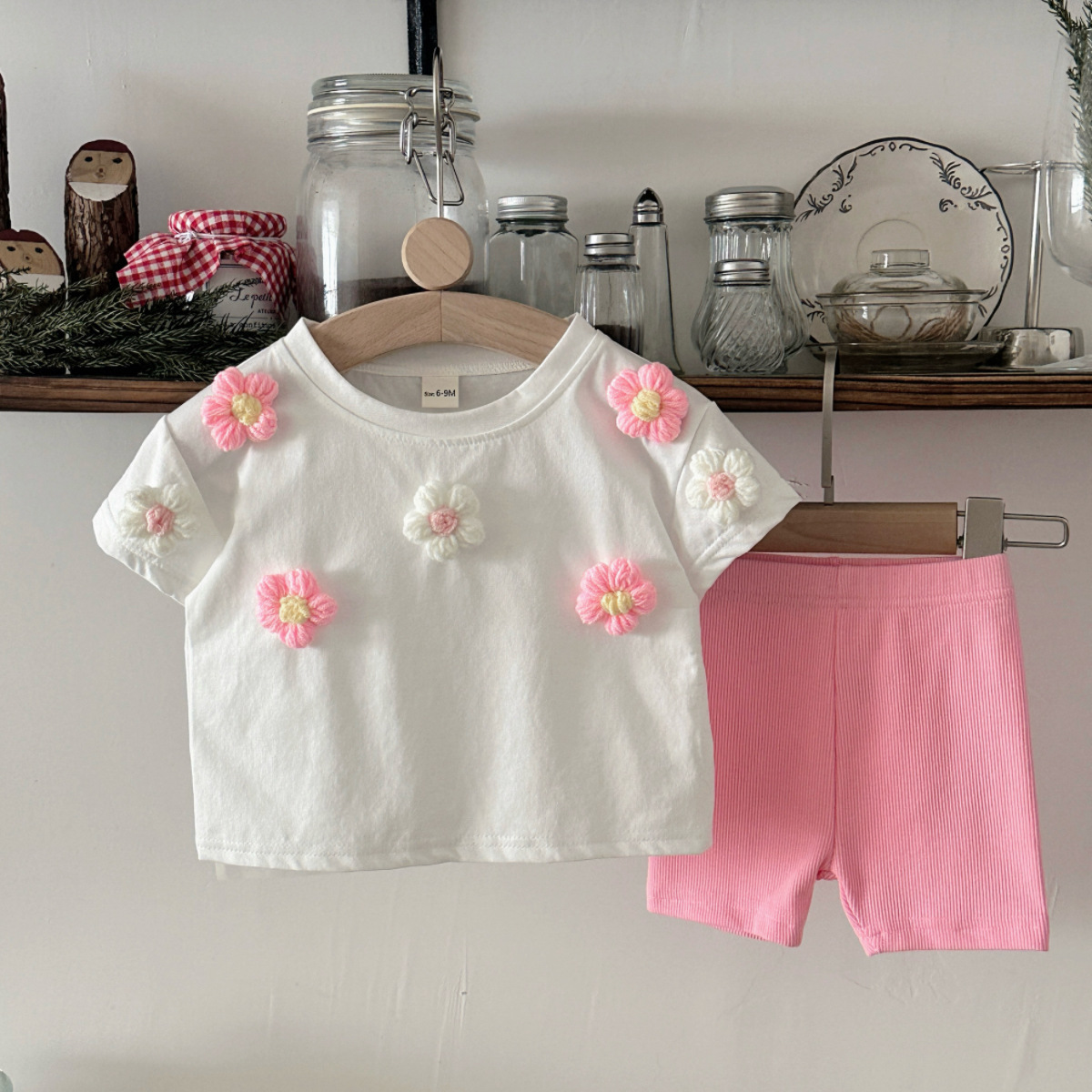 Baby Girl Summer Cotton Flower Top and Shorts Set