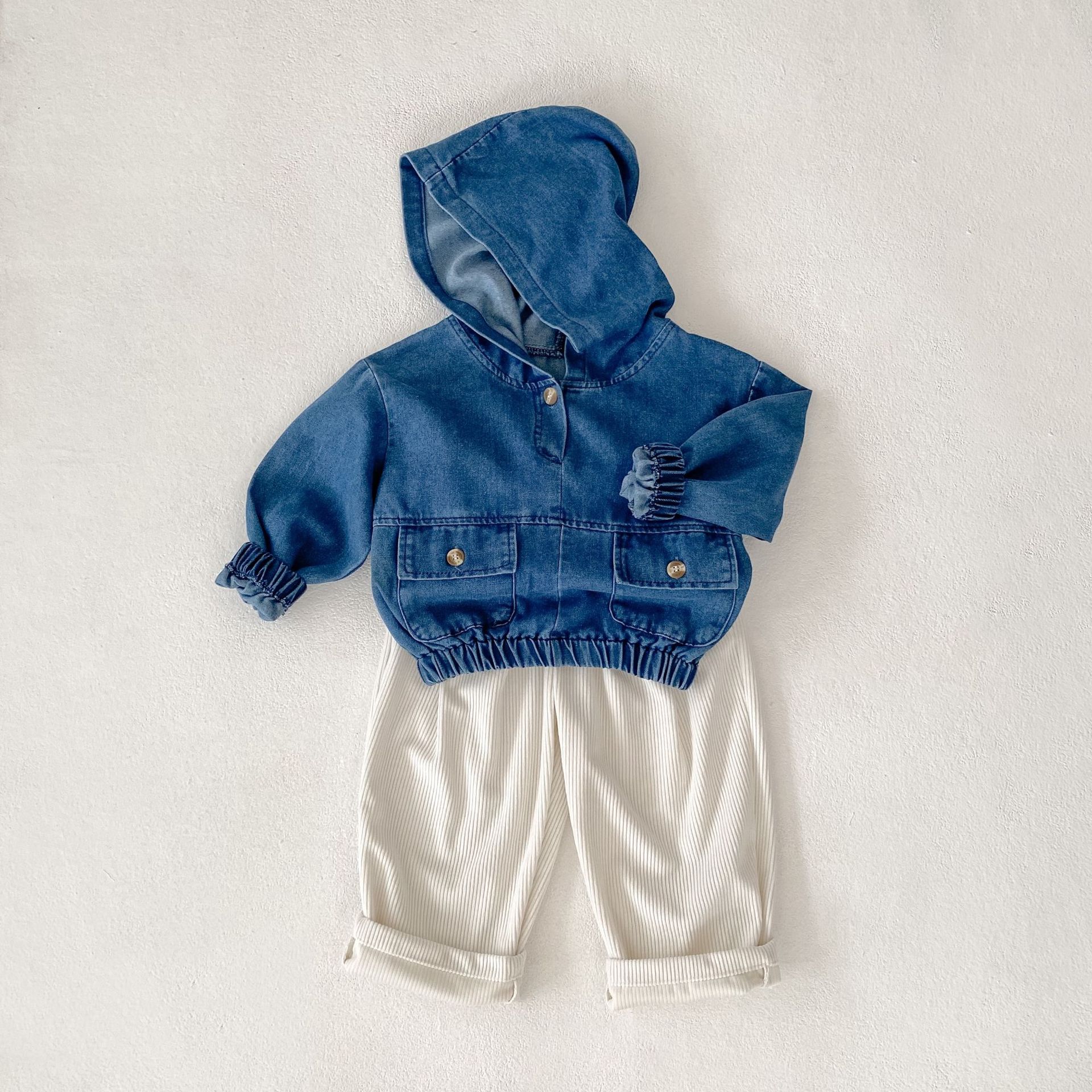 Baby & Kids Denim Hooded Pullover Jacket