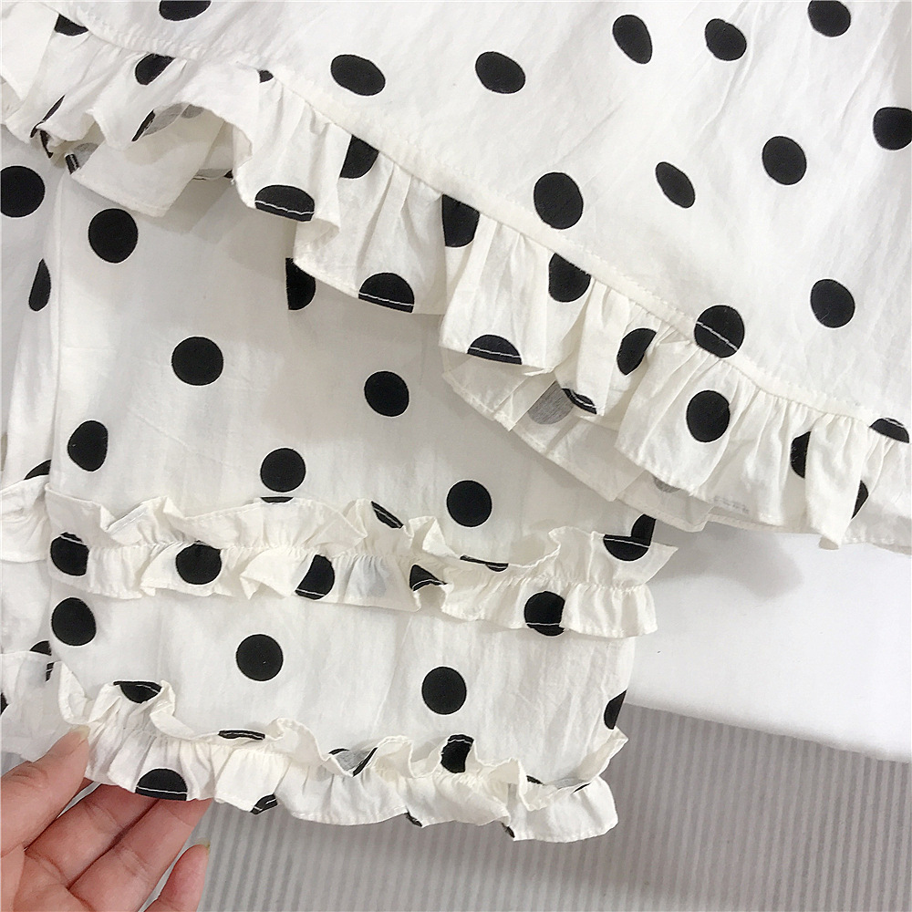 Baby& Kid Ruffled Dots Top and Pants Set