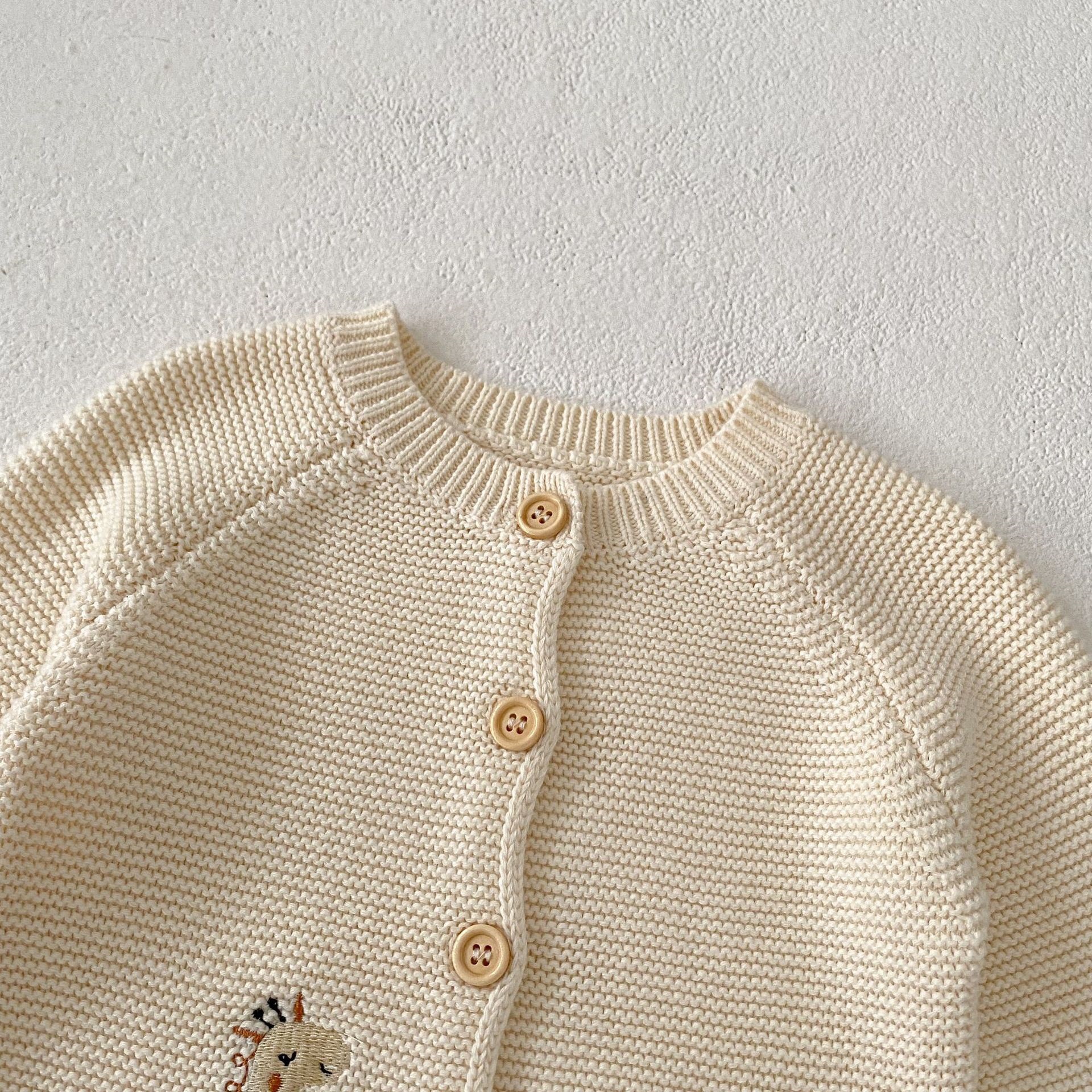 Baby Embroidered Animal Knit Cardigan Sweater