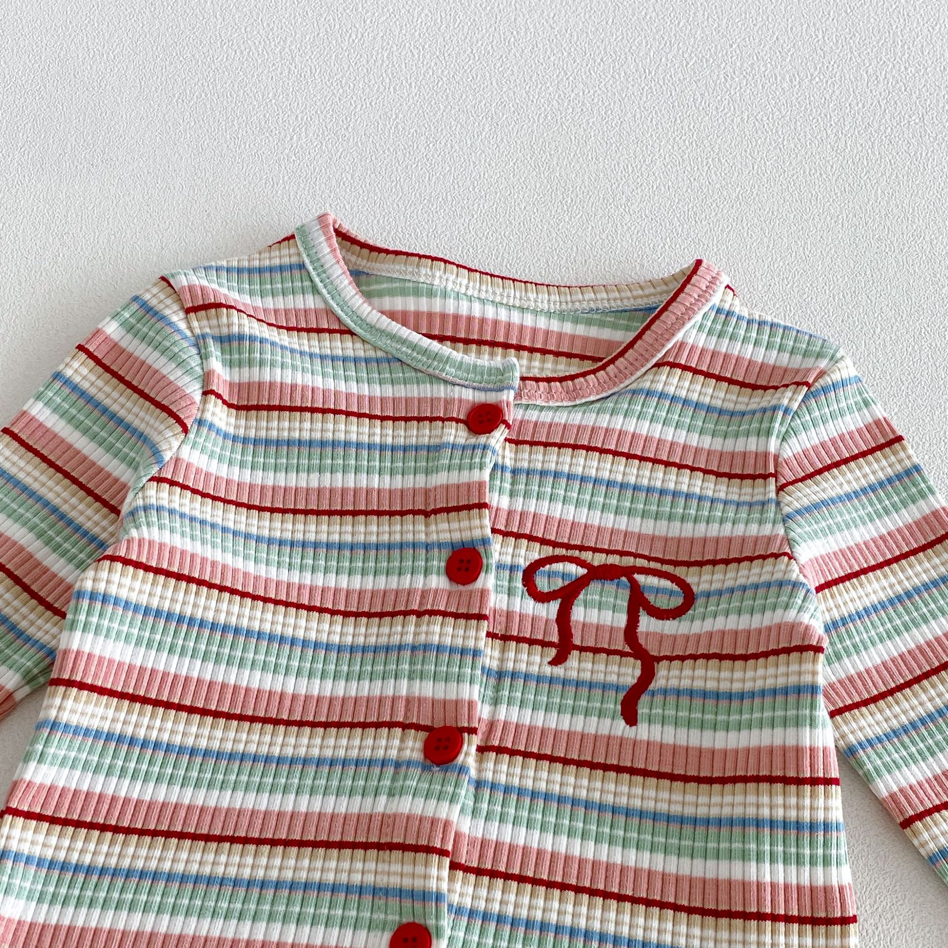 Baby Toddler Striped Bow Knit Cardigan Top