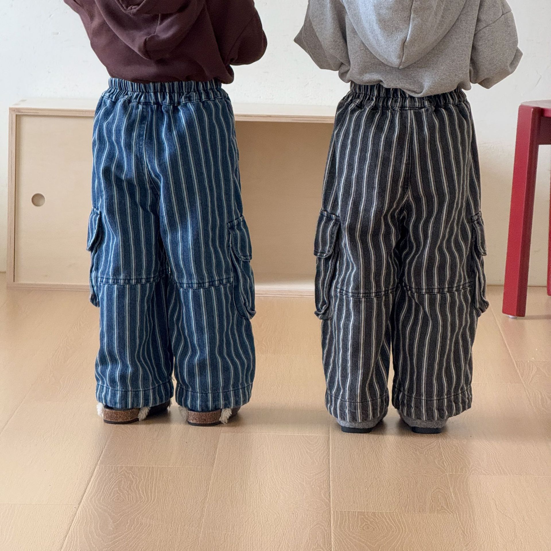 Kids Stripe Cargo Denim Pants