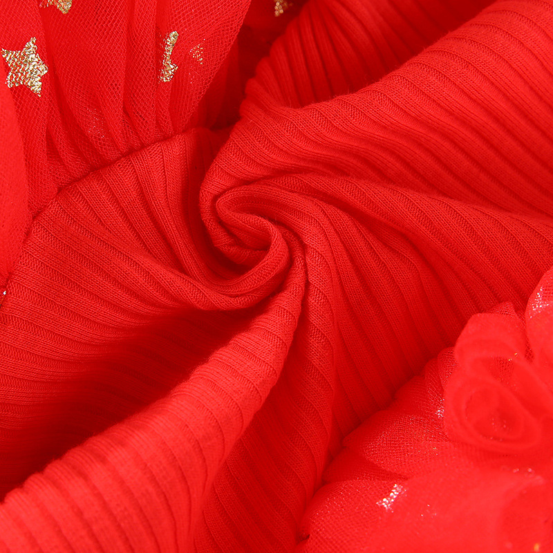 Kids Christmas Tulle Flowers Star Dress