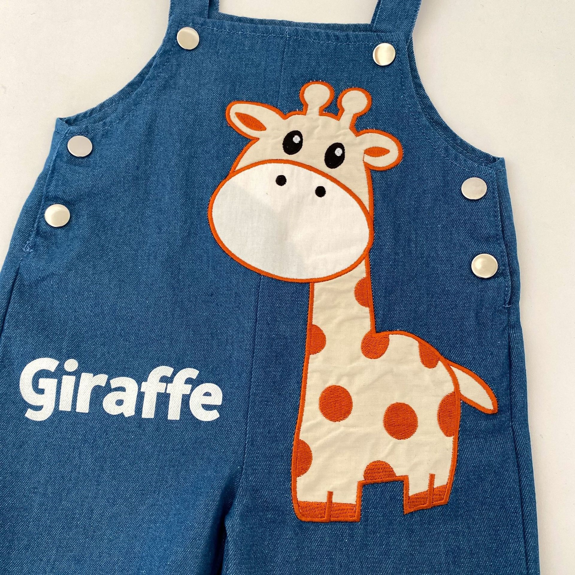 Baby Toddler Giraffe Embroidery Denim Overalls