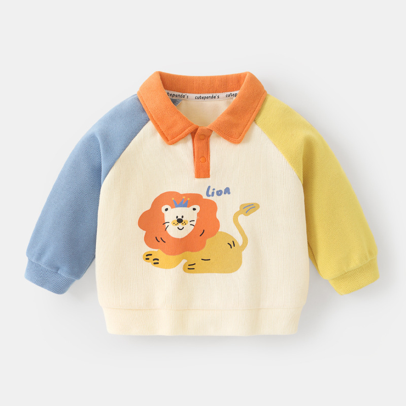 Kids Contrasting Colors Collared Sweatshirt