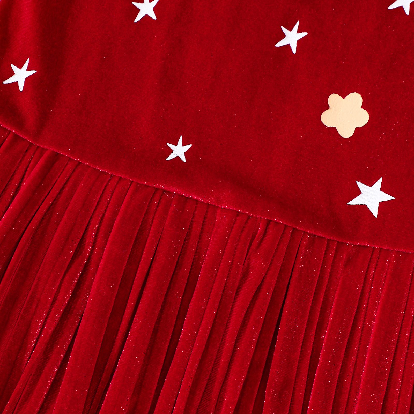 Kids Christmas Sleeveless Golden Velvet Dress